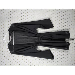 Victorias Secret Black sheer sexy flowy robe cover up wrap kimono One Size OSFA